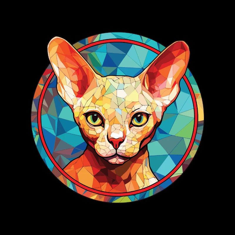 Devon Rex Cat Colorful Watercolor Pet Illustration