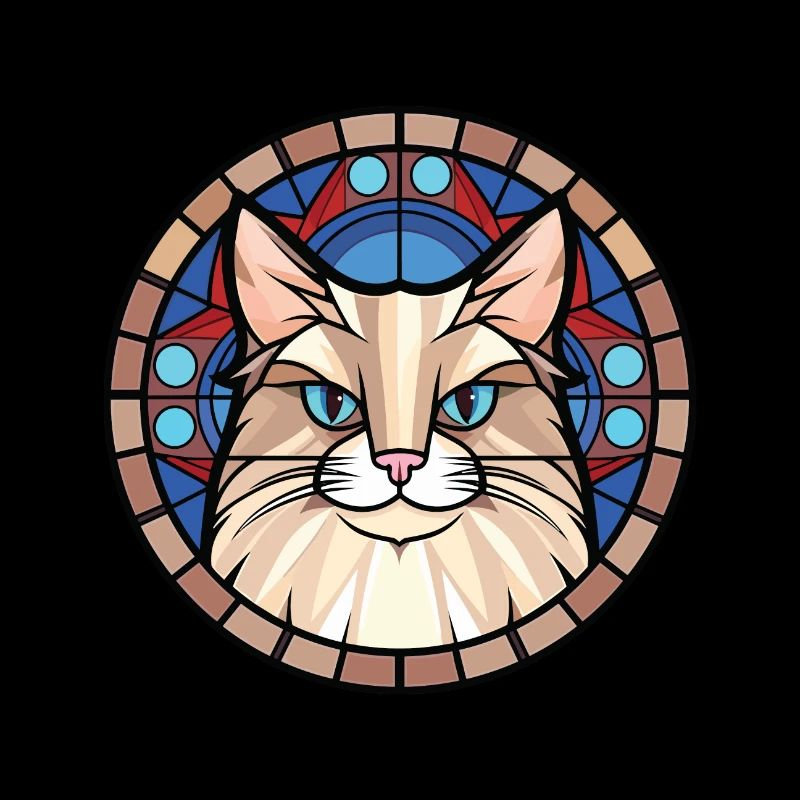Chat sacré de Birmanie Illustration aquarelle colorée