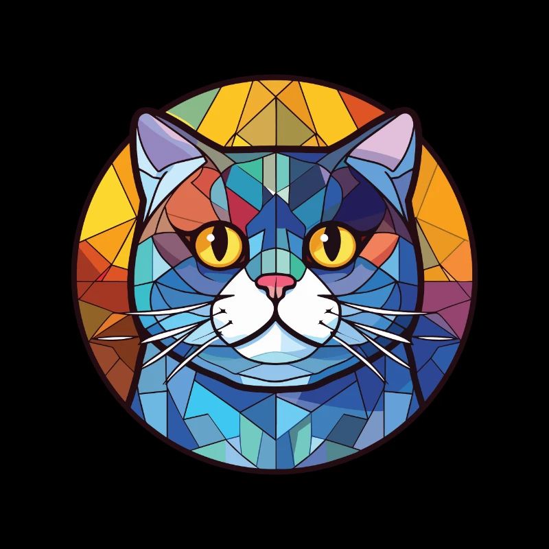 Britisch Kurzhaar Katze Bunte Aquarell-Karikatur