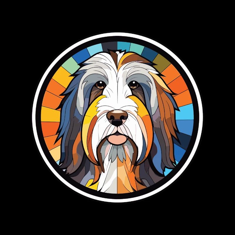 Illustration à l’aquarelle de race de chien Collie barbu