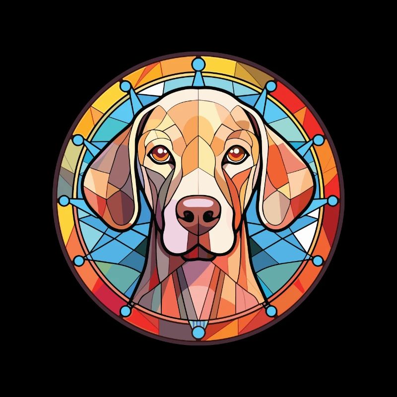 Weimaraner Hunderasse Aquarell Glas Illustration