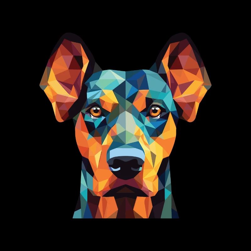 Dobermann Pinscher Hunderasse buntes Aquarell