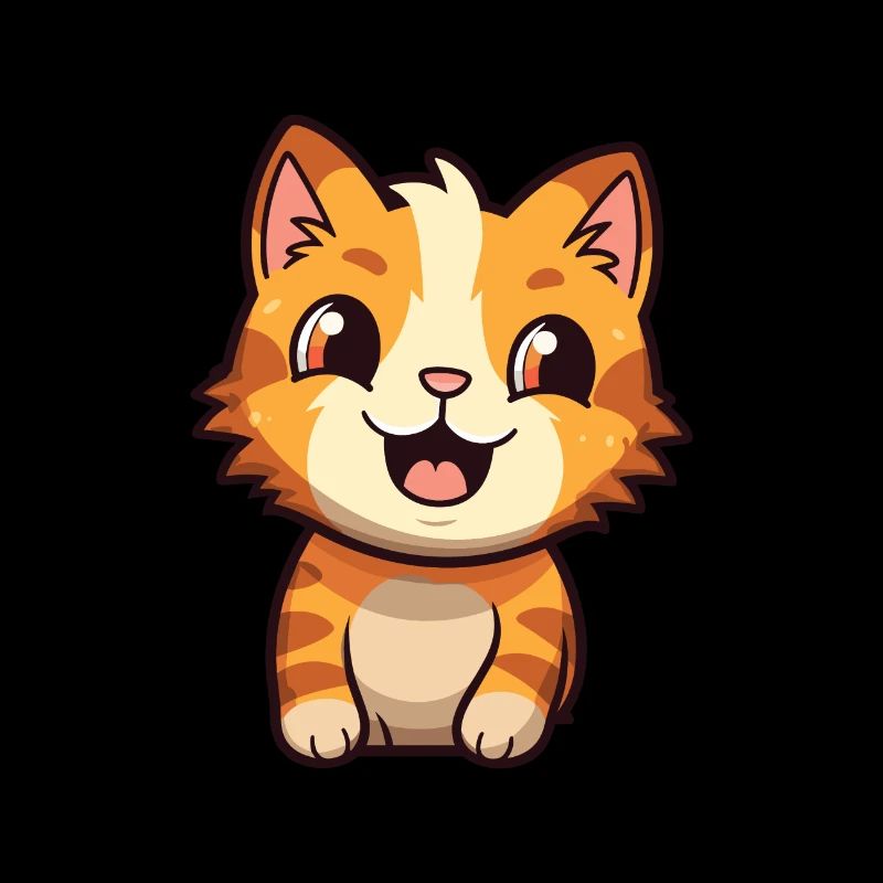 Pixie Bob Cat Cartoon Watercolor Illustration