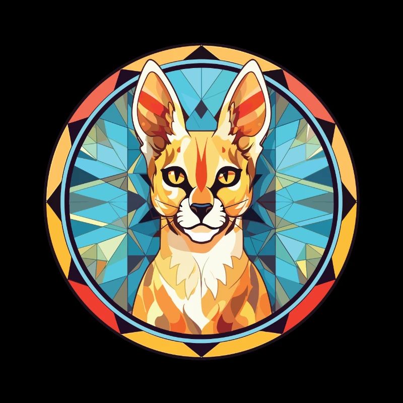 Chat Serval Illustration Animale Aquarelle Colorée