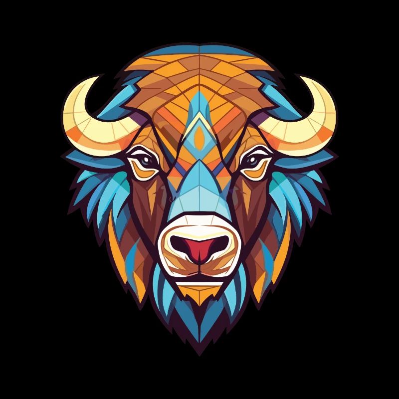 Bison buntes Aquarell Tier Haustier Illustration