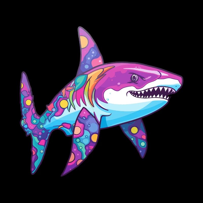 Requin Aquarelle Colorée Dessin Animé Kawaii Animal