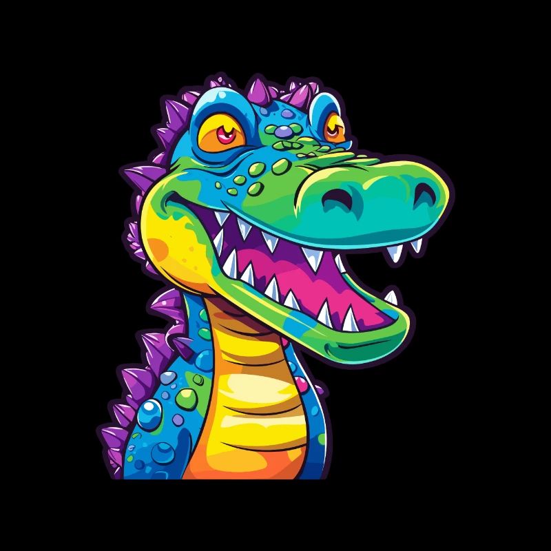 Crocodile Aquarelle Colorée Dessin Animé Kawaii Anima