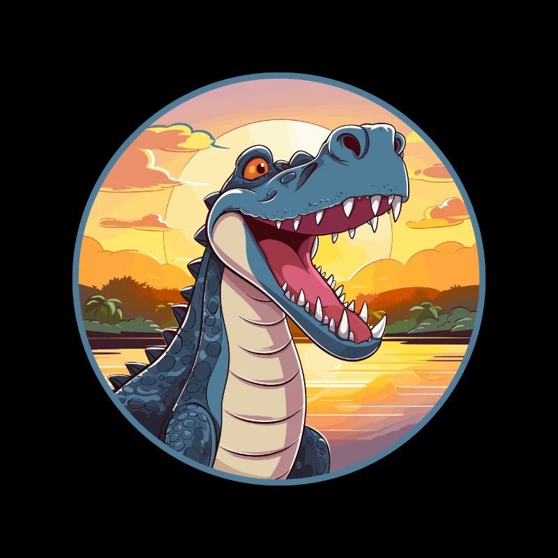 Crocodile Aquarelle Colorée Dessin Animé Kawaii Pet