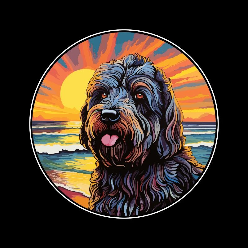Schwarzer russischer Terrier Hunderasse Bunte Karikatur W