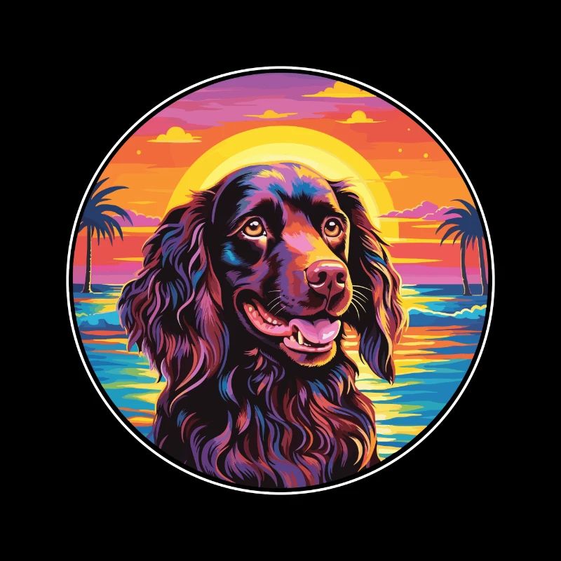 Boykin Spaniel Hund Rasse Bunte Karikatur Watercol