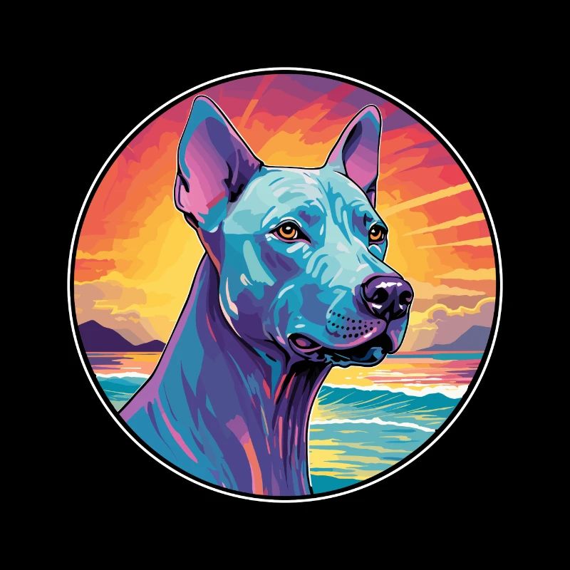 Blau Thai Ridgeback Hunderasse Bunte Karikatur Wat