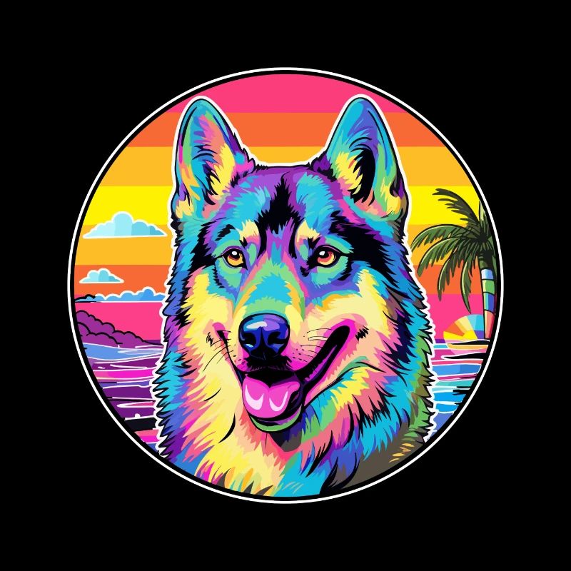 Tschechoslowakischer Wolfshund Hunderasse Bunte Karikatur