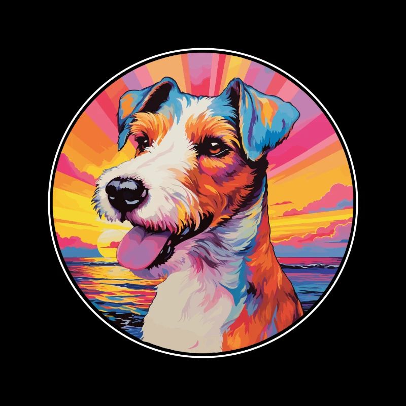 Foxterrier glatte Hunderasse bunte Karikatur Wate