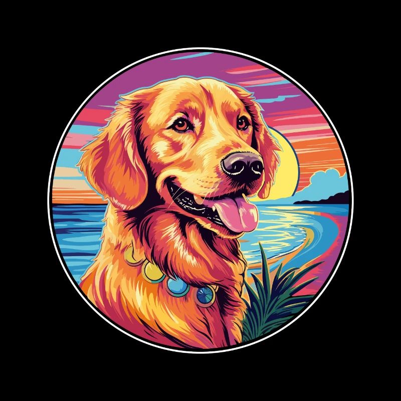 Golden Retriever Hunderasse Bunte Karikatur Wasserc