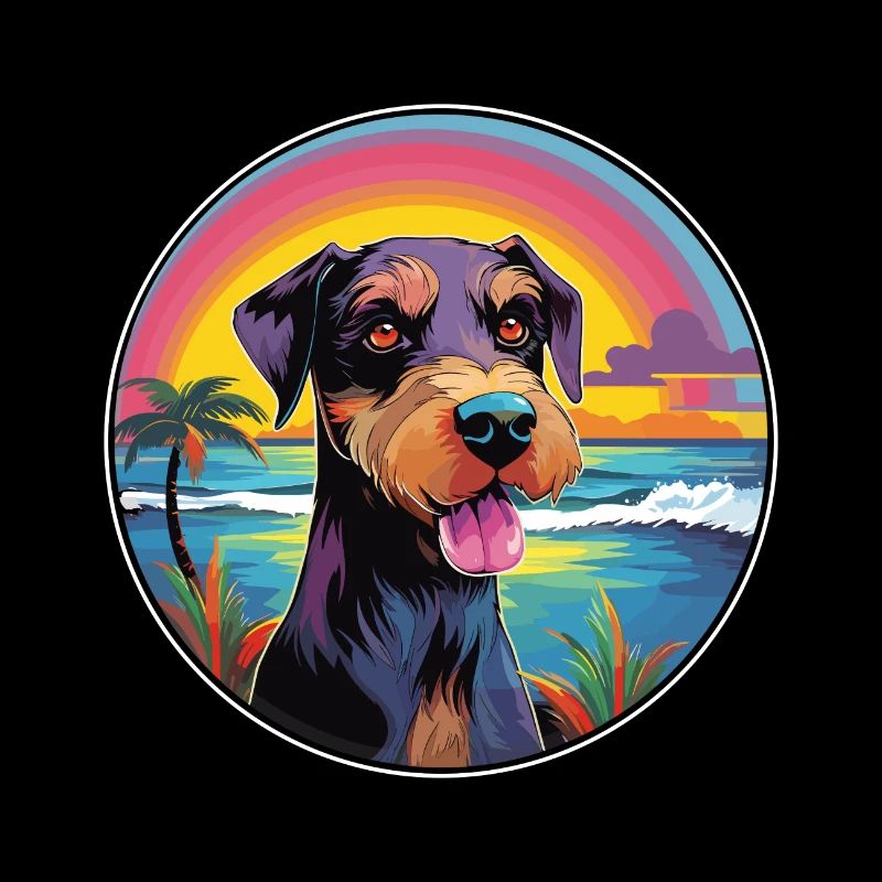 Jagdterrier Hunderasse Bunte Karikatur Aquarell