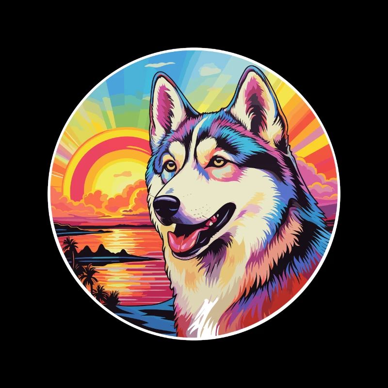 Labrador Husky Hunderasse Bunte Karikatur Watercol
