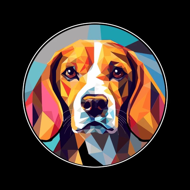 Beagle Hund Buntes Glas Bunte Karikatur Kawaii A