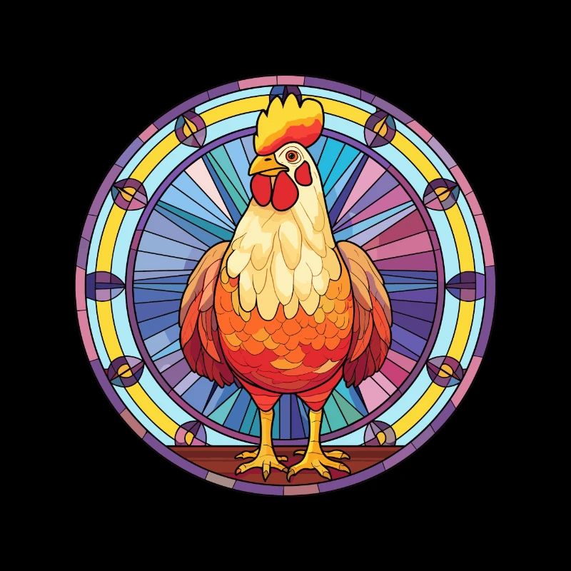Poulet vitrail coloré dessin animé Kawaii Anim