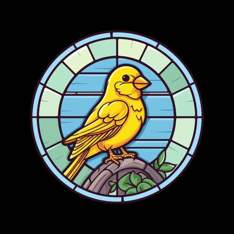Canari vitrail coloré dessin animé Kawaii Anima