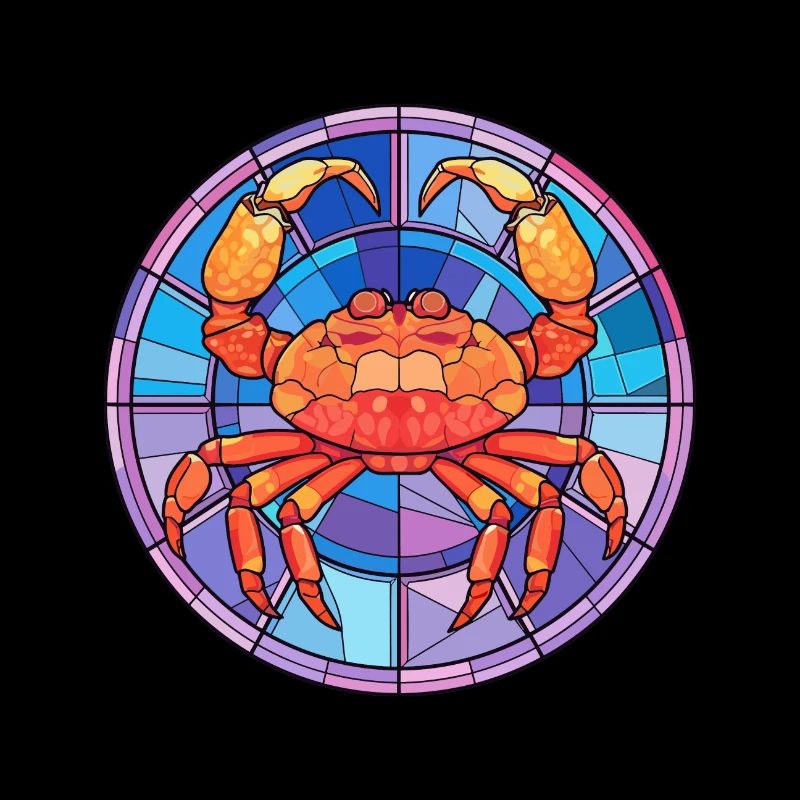 Krabben-Buntglas-Cartoon-Kawaii-Tier