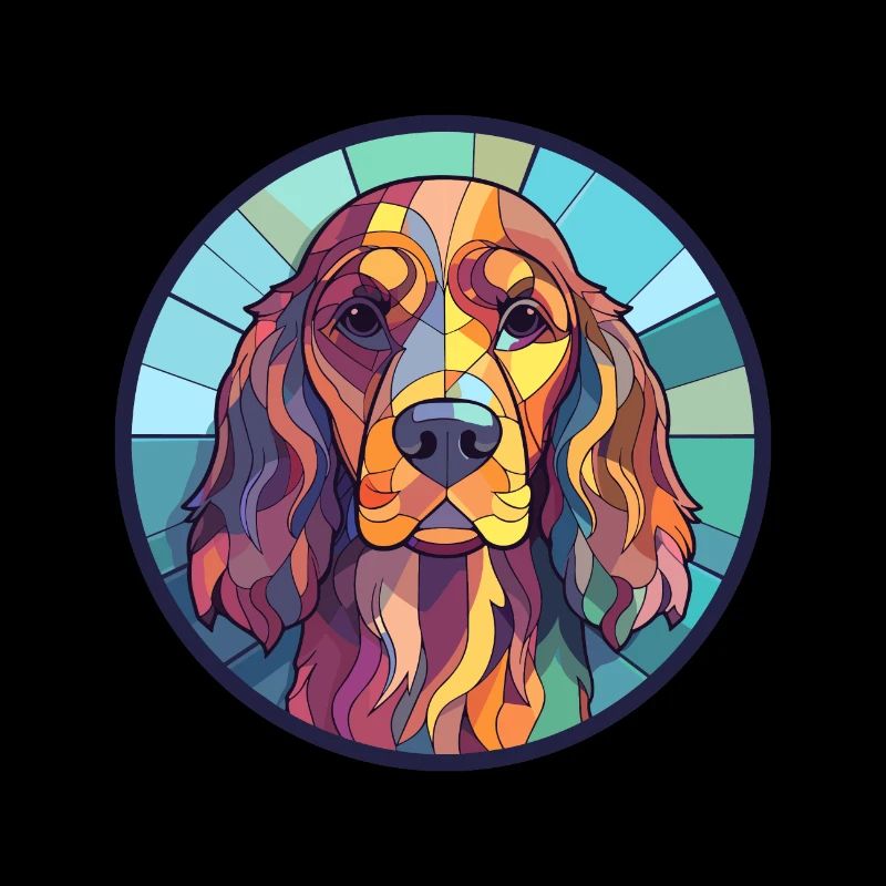 Cocker anglais Spaniel chien vitrail coloré