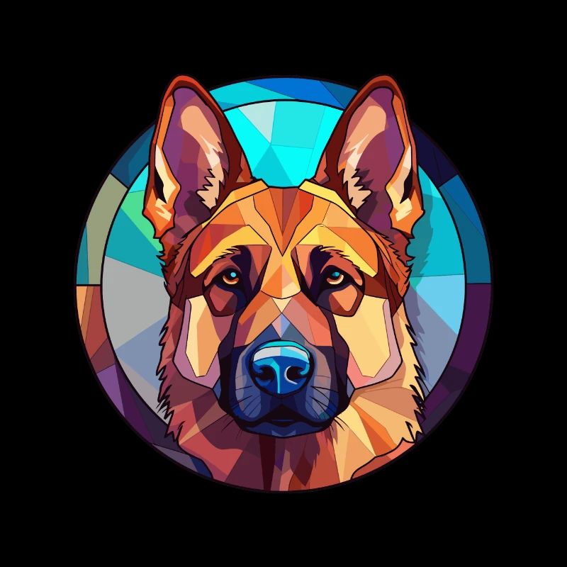 Deutscher Schäferhund Bunte Karikatur