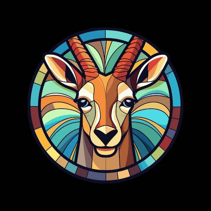 Antilope vitrail coloré dessin animé Kawaii Ani