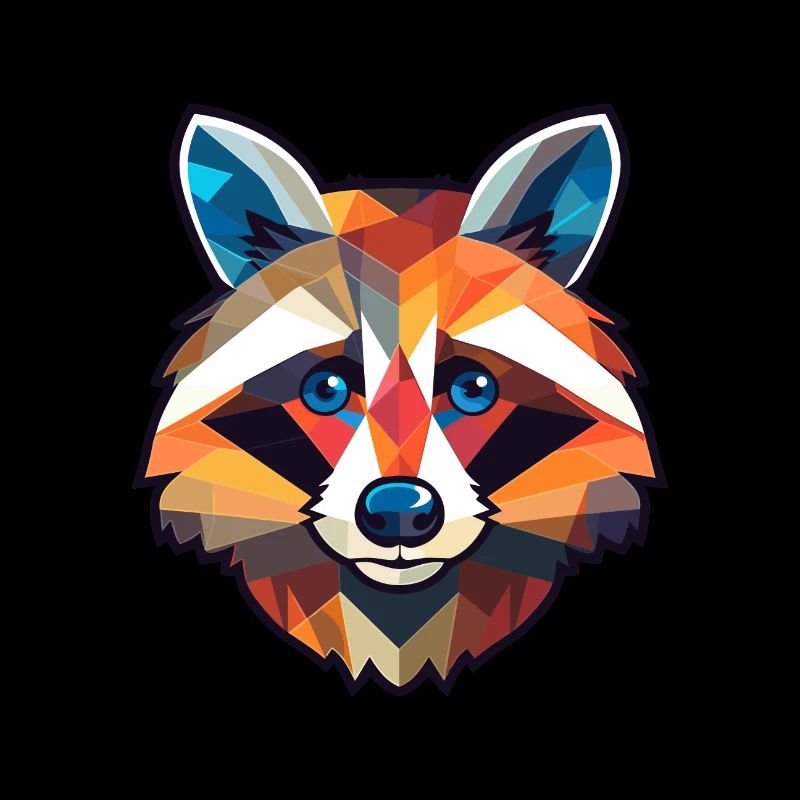 Waschbär Buntglas Bunte Karikatur Kawaii Anim