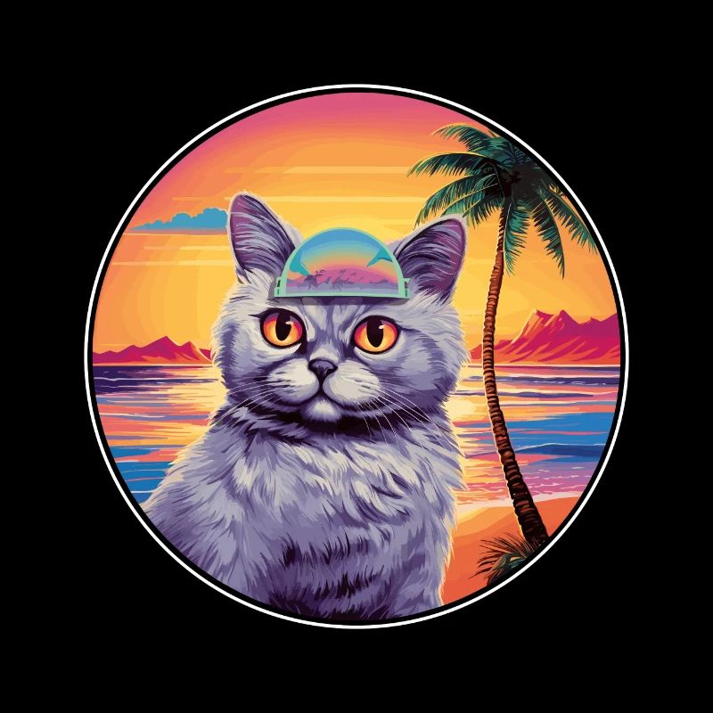 Britische Silber Katze Rasse Aquarell Karikatur Kawaii