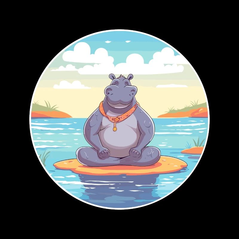 Nilpferd Cartoon Yoga Strand Sommer Illustration
