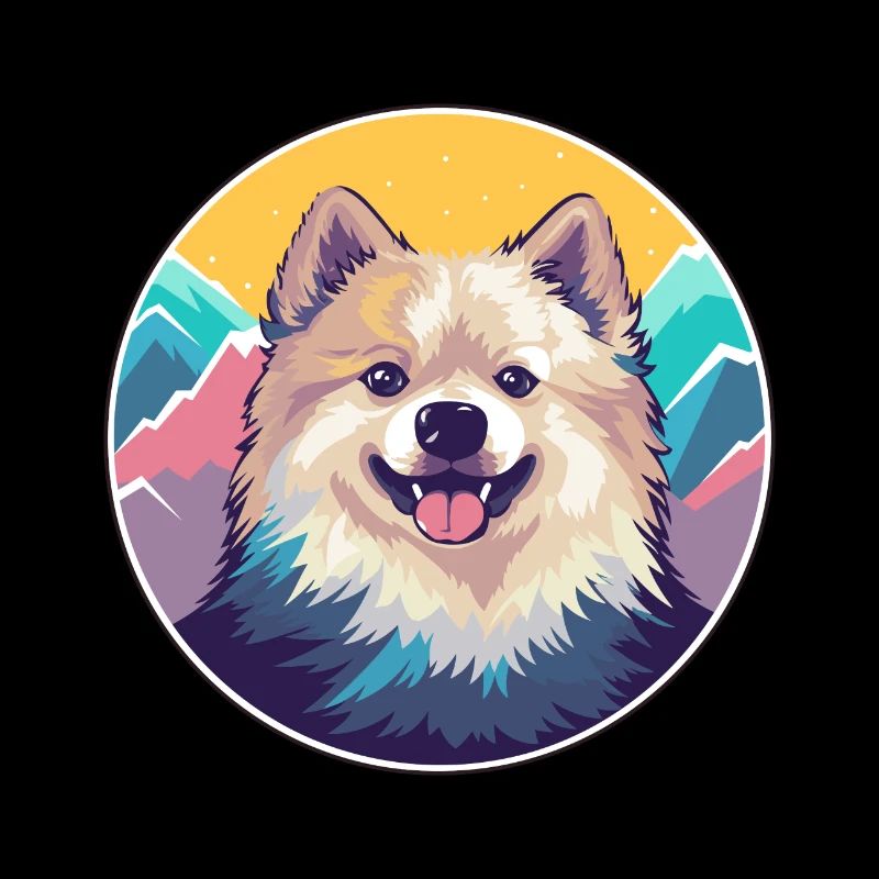 Spitz Hunderasse Cartoon Kawaii Aquarell