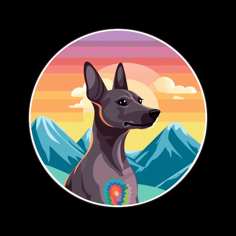 Xoloitzcuintli chien race dessin animé Kawaii aquarelle