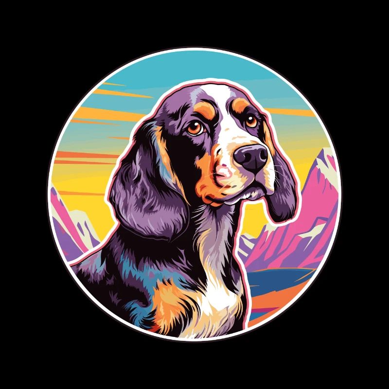 Ariege Pointer chien race dessin animé Kawaii aquarelle