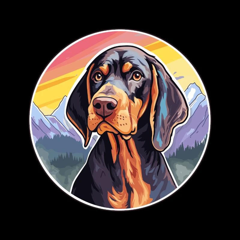 Schwarz und Tan Coonhound Hunderasse Cartoon Kawaii W