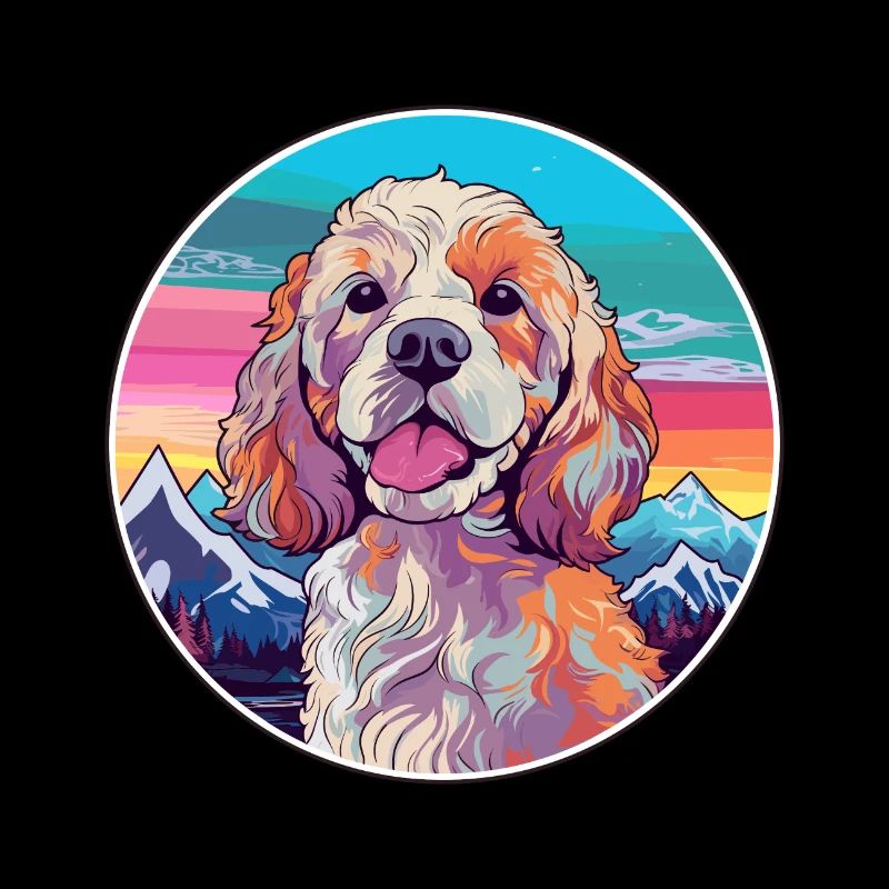 Cockapoo chien race dessin animé Kawaii aquarelle