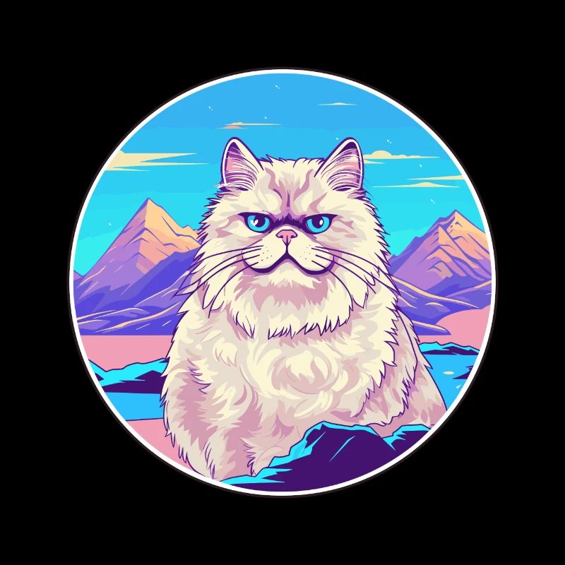 Colorpoint chat persan coloré dessin animé aquarelle
