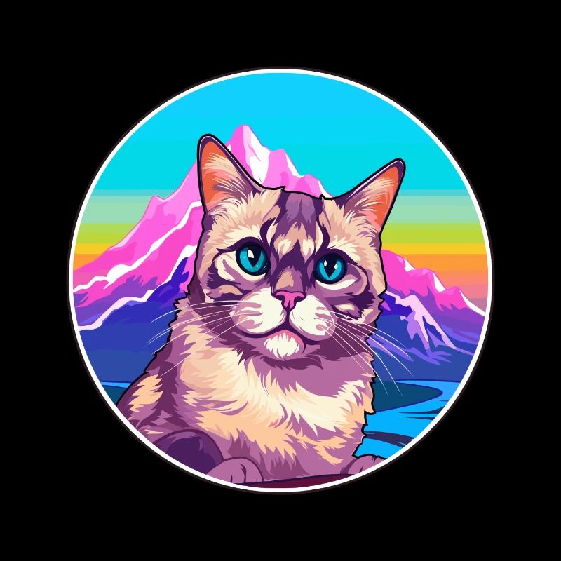 Chypre Chat Coloré Dessin Animé Aquarelle Illustratio