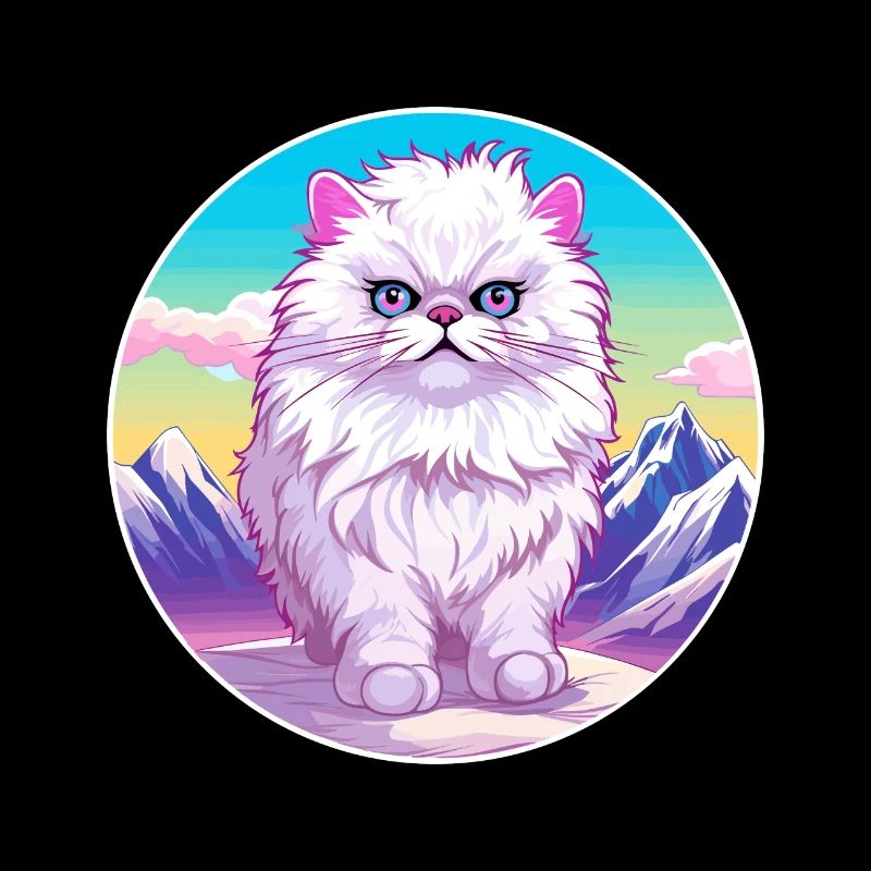 Chat persan coloré dessin animé aquarelle illustrati