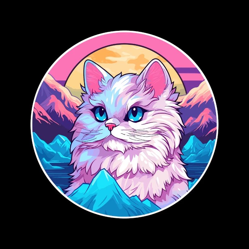 Ragamuffin Katze Bunte Karikatur Aquarell Illustration