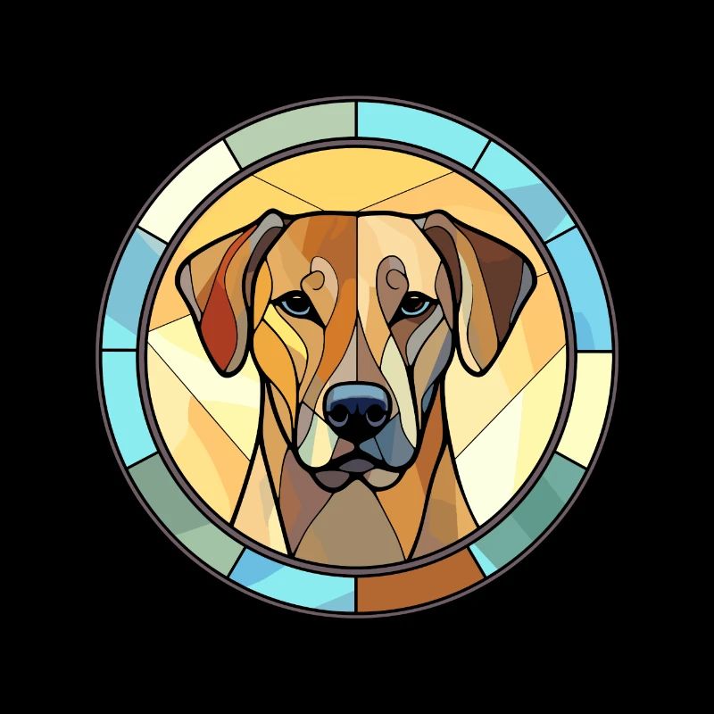 Bouche noire Cur chien race vitrail coloré W