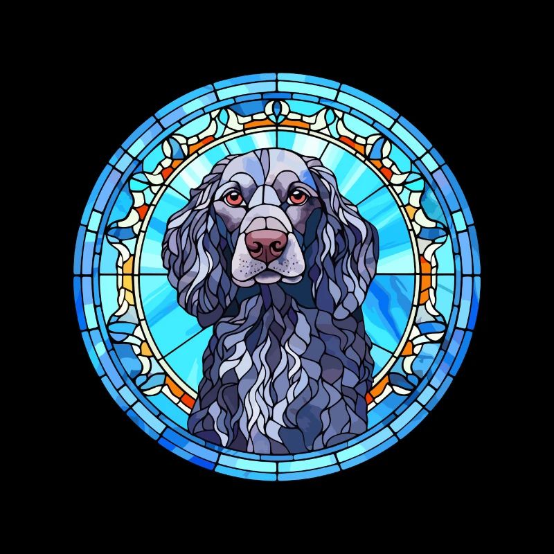 Blaue Picardie Spaniel Hunderasse Buntglas Farbe