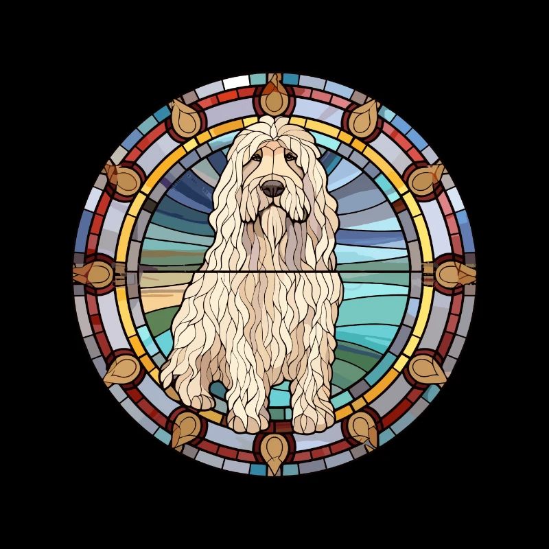 Komondor chien race vitrail coloré watercol