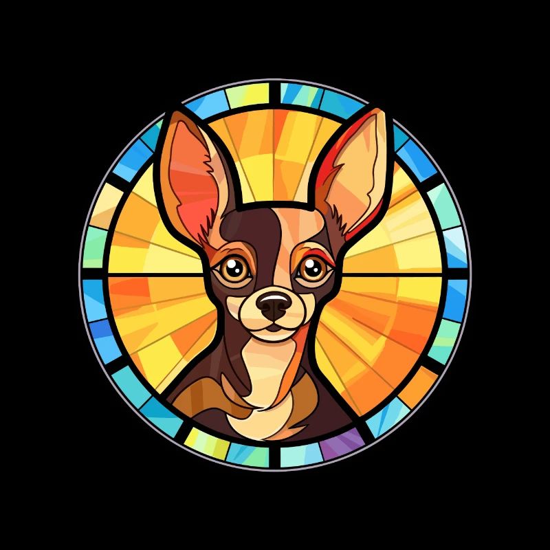 Russischer Toy Terrier Hunderasse Buntglas Colorf
