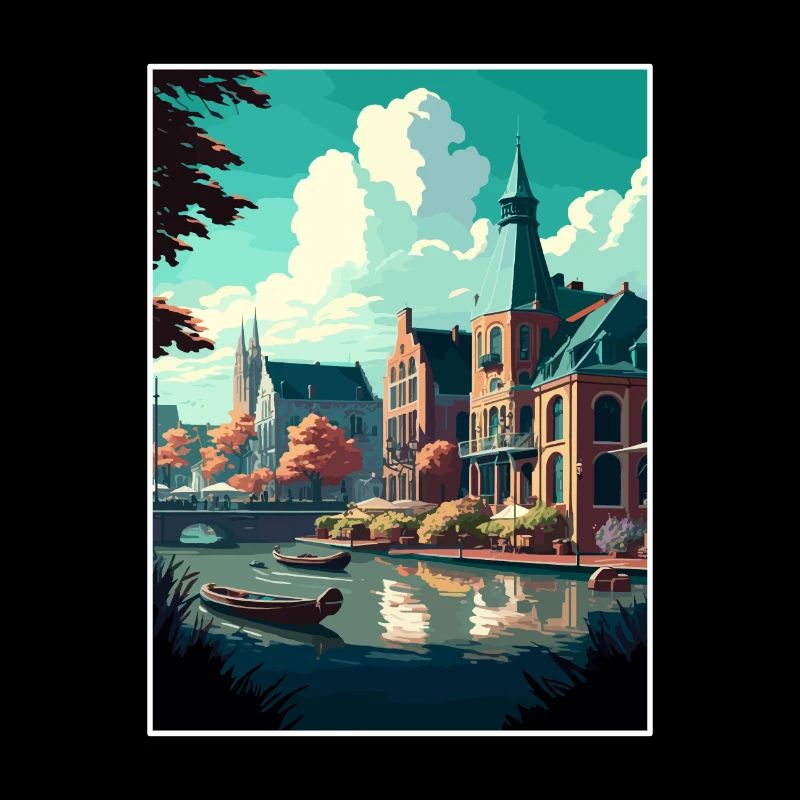 Zwolle Pays-Bas Vintage voyage affiche Souvenir