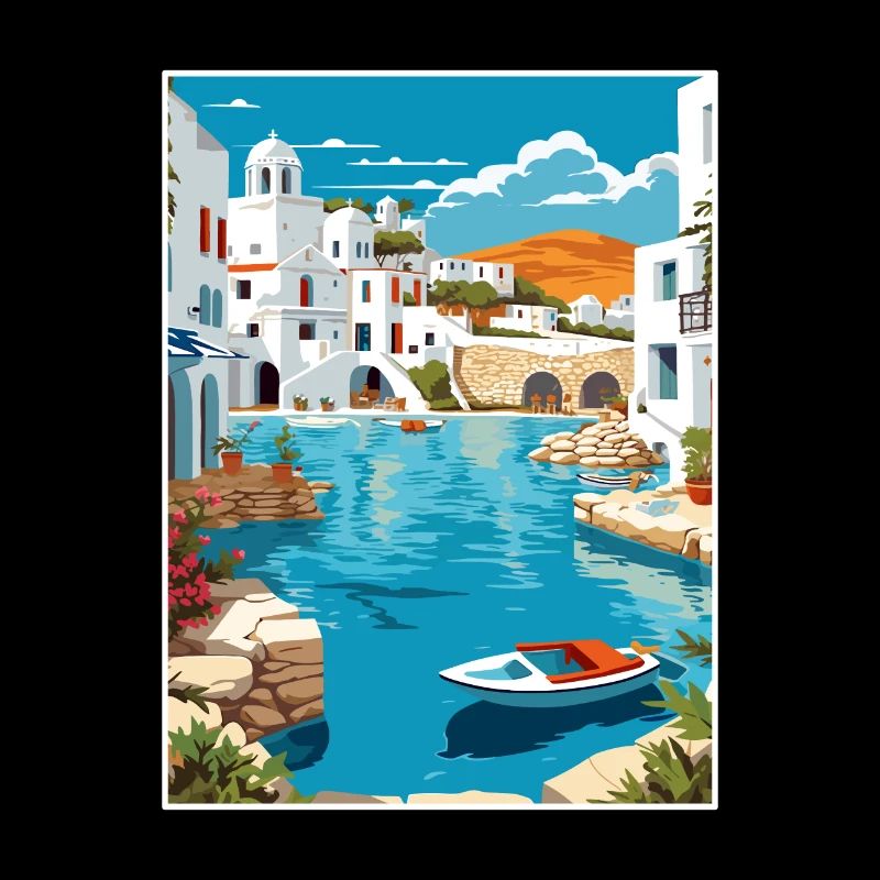 Paros Grèce Décoration Vintage Voyage Affiche WPA