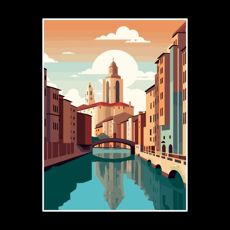 Gérone Espagne Vintage voyage affiche WPA Souvenir