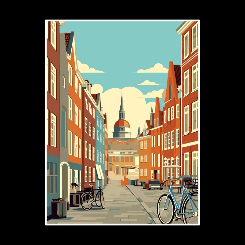 Copenhague Danemark Vintage voyage affiche Souvenir