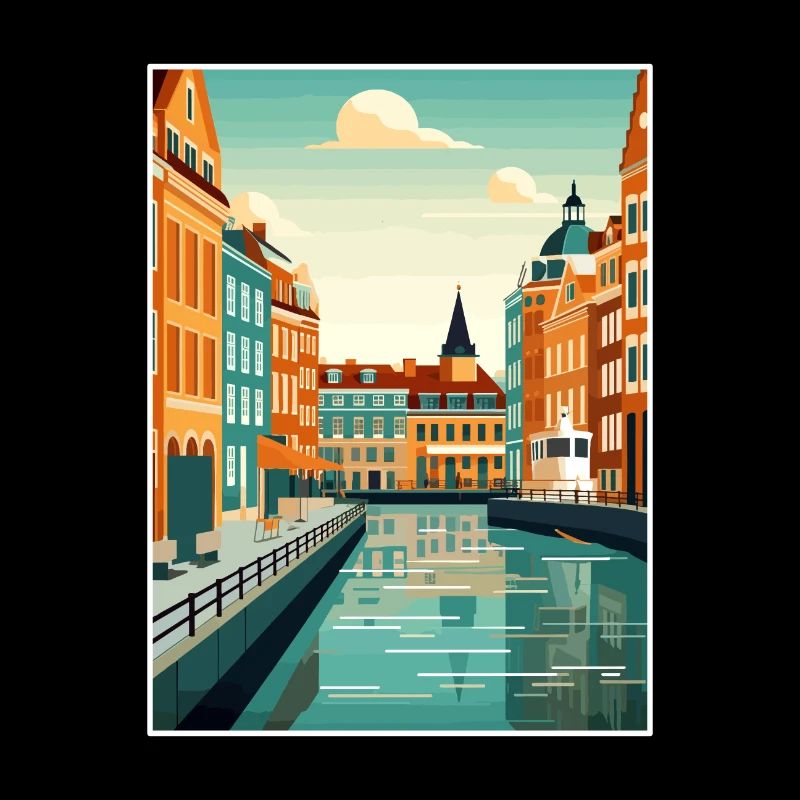 Copenhague Danemark Vintage voyage affiche Souvenir