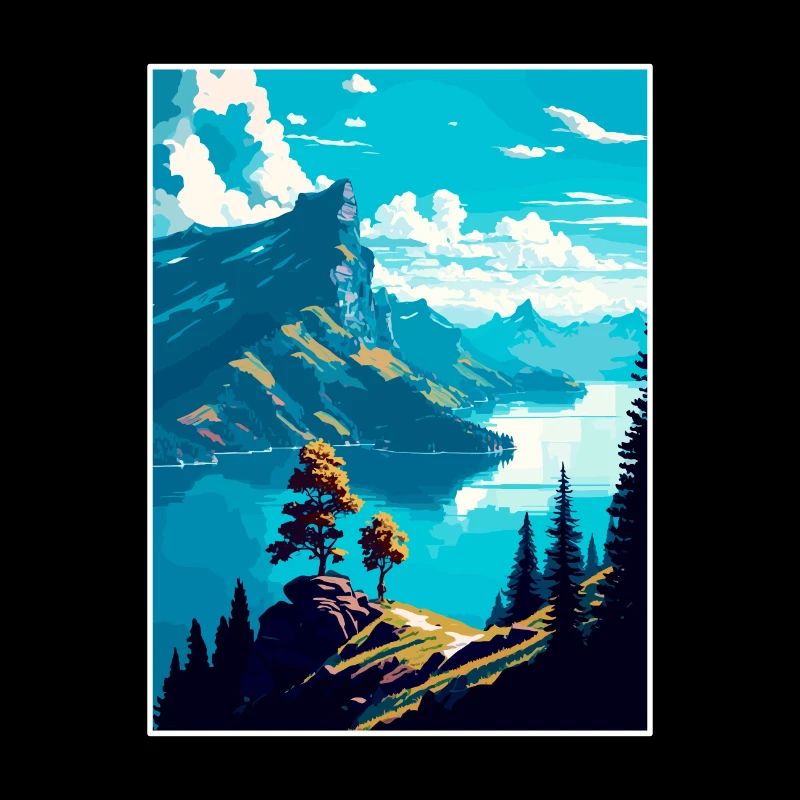 Rigi Schweiz Vintage Reiseposter Souvenir