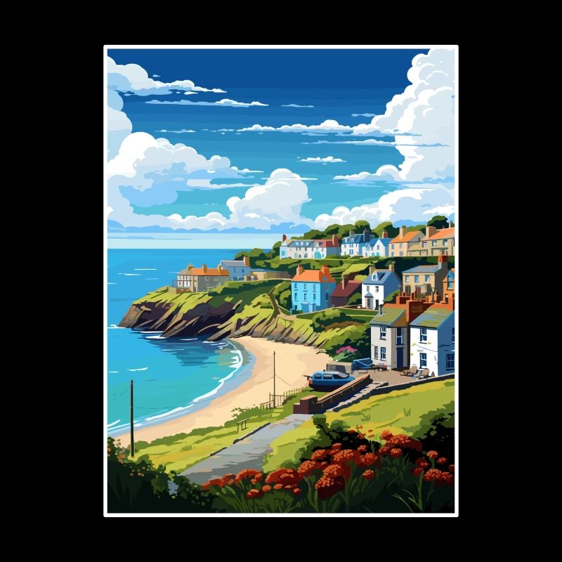 La péninsule de Roseland Cornwall affiche de voyage